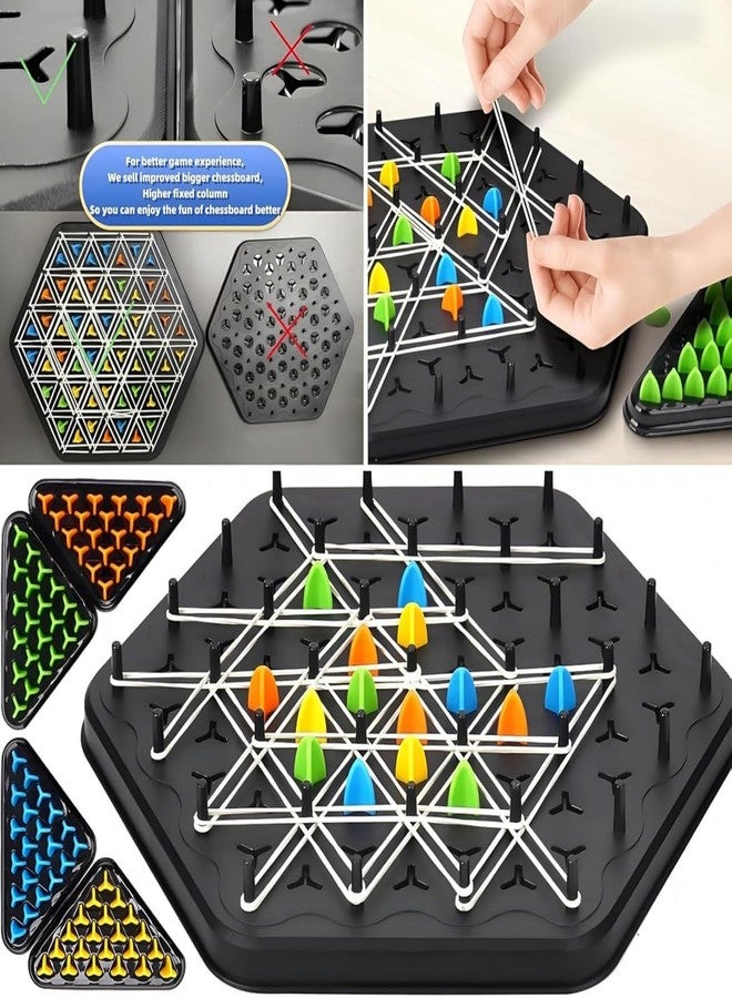 SUNBEET Chain Triangle Chess Game, Triggle Rubber Band Game, Strategy Board Games, Family Night Games for Kids and Adults, 2 to 4 Players - Image 3